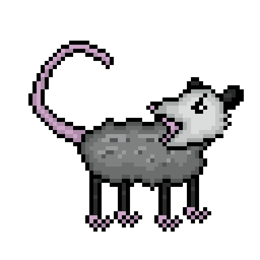 Animated opossum head turning